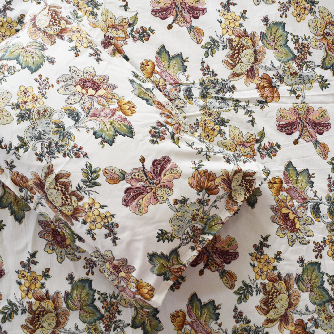 Rainbow Garden All Over Printed King Sized Bedsheet set