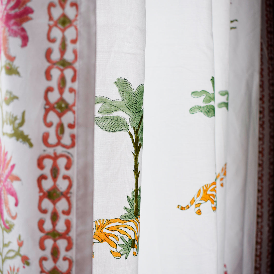Year of the Tiger All over block-printed cotton Curtain