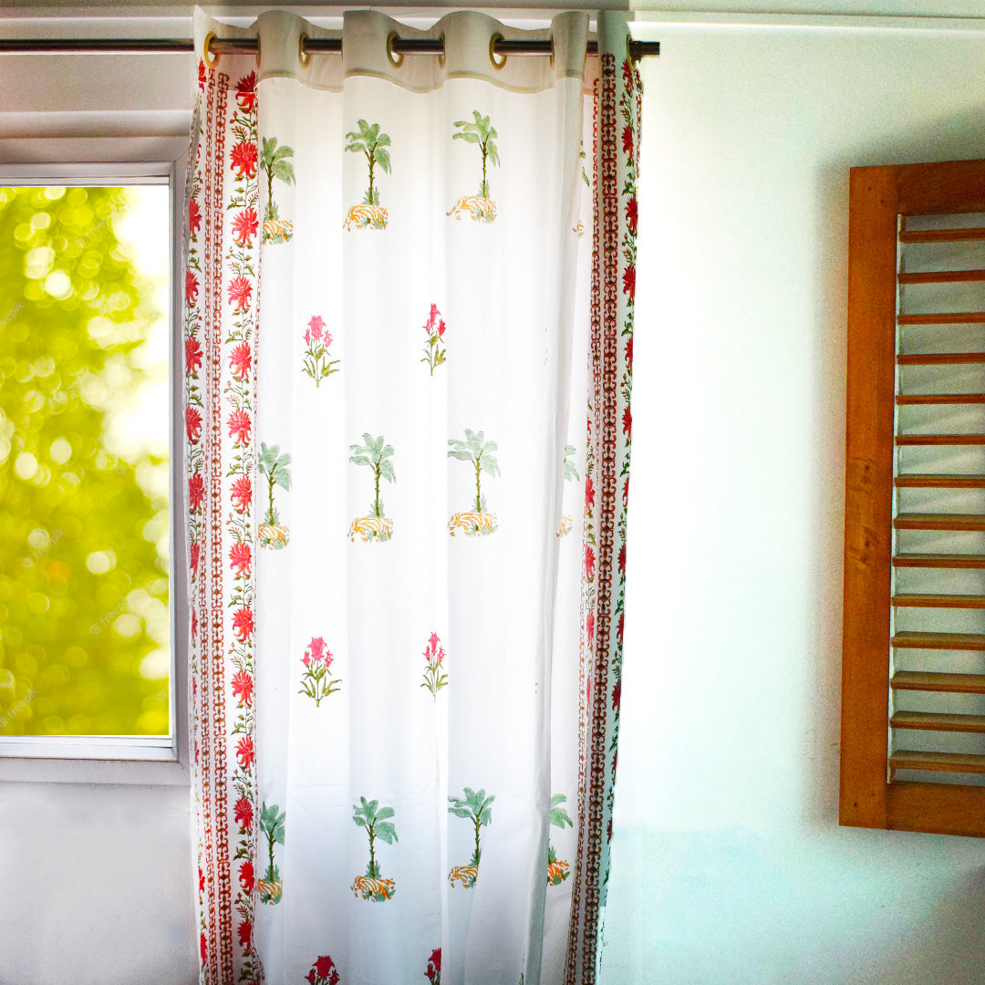 Year of the Tiger All over block-printed cotton Curtain