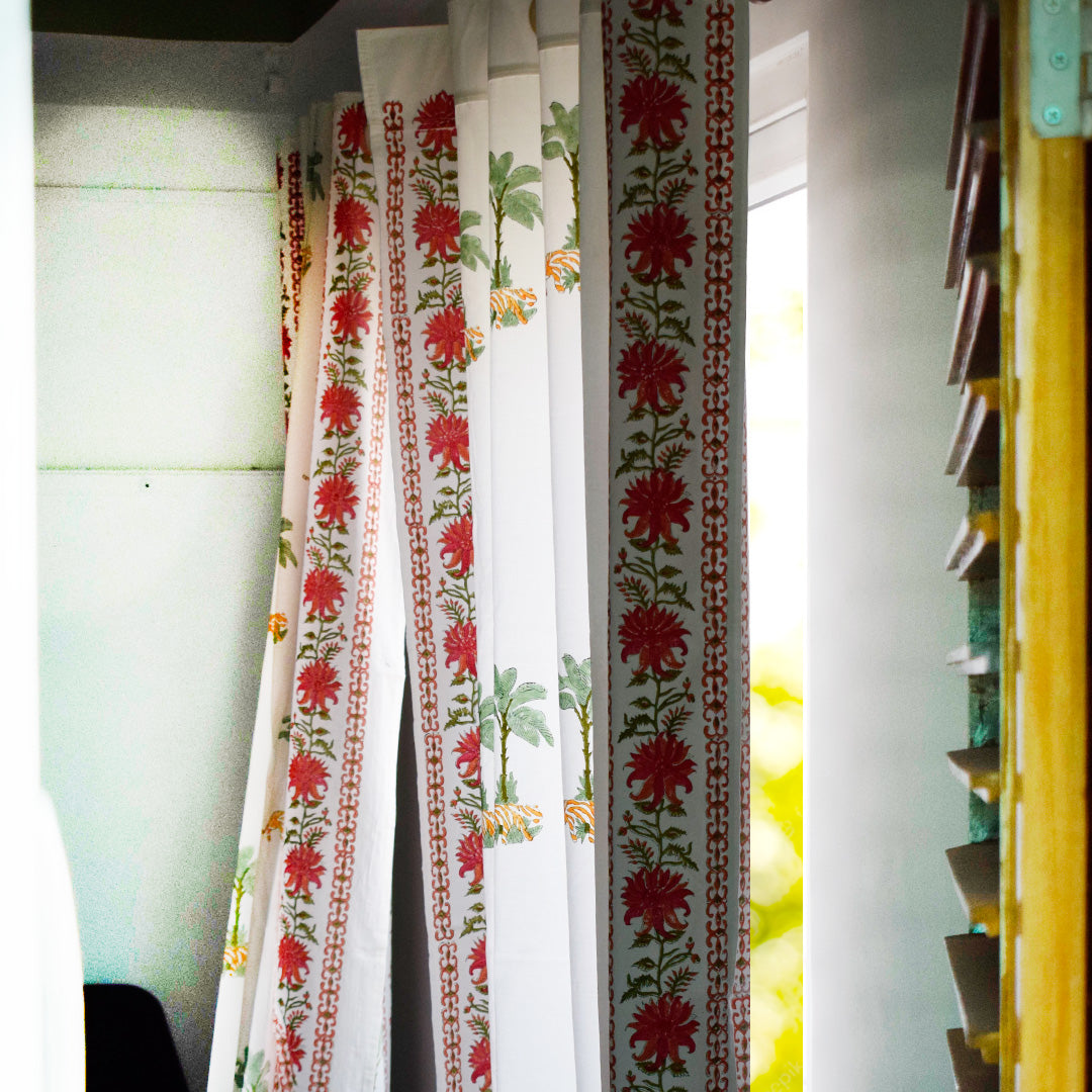 Year of the Tiger All over block-printed cotton Curtain