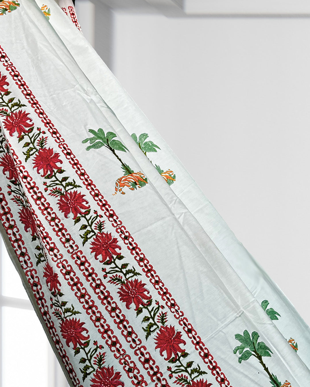 Year of the Tiger All over block-printed cotton Curtain