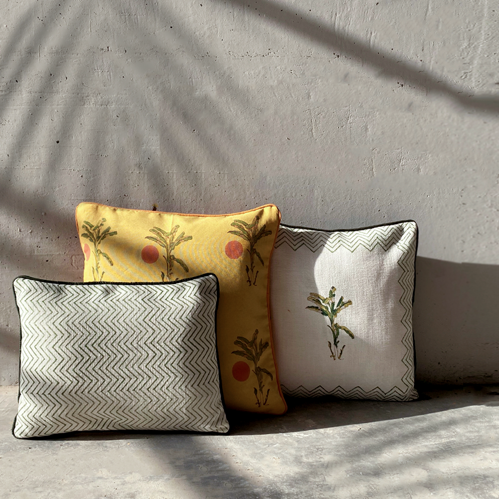 Evening In Jaipur Contemporary Leheriya Cushion Cover
