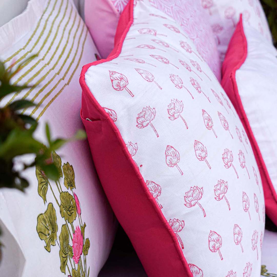 Kaviya Lotus Bloom Cushion Cover - 16" x 16"