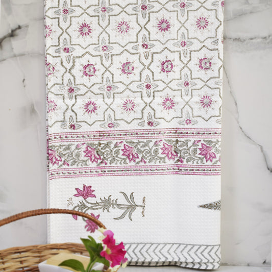 Amara Mughal Streets Waffle-Weave Hand Block Printed Bath Towel (Big)