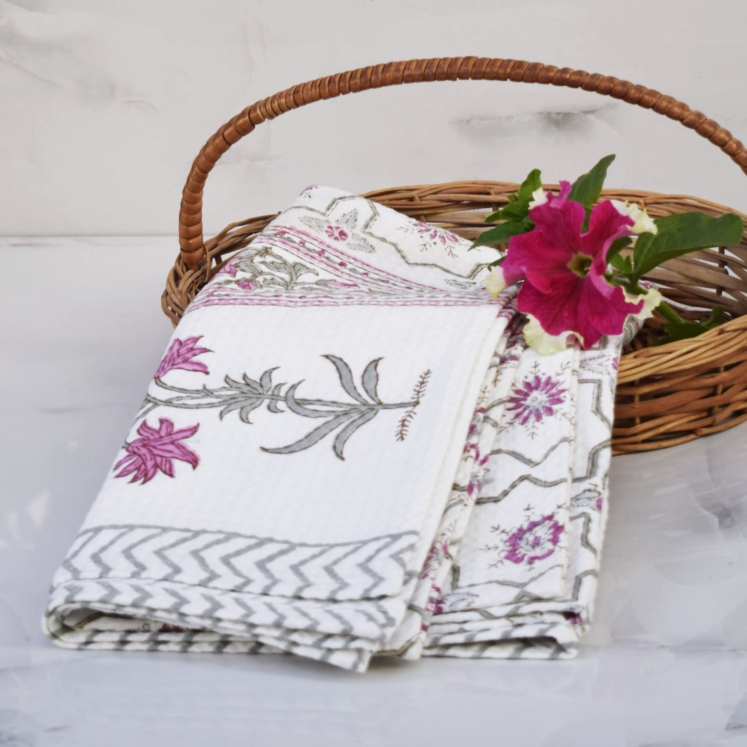 Amara Mughal Streets Waffle-Weave Hand Block Printed Bath Towel (Big)