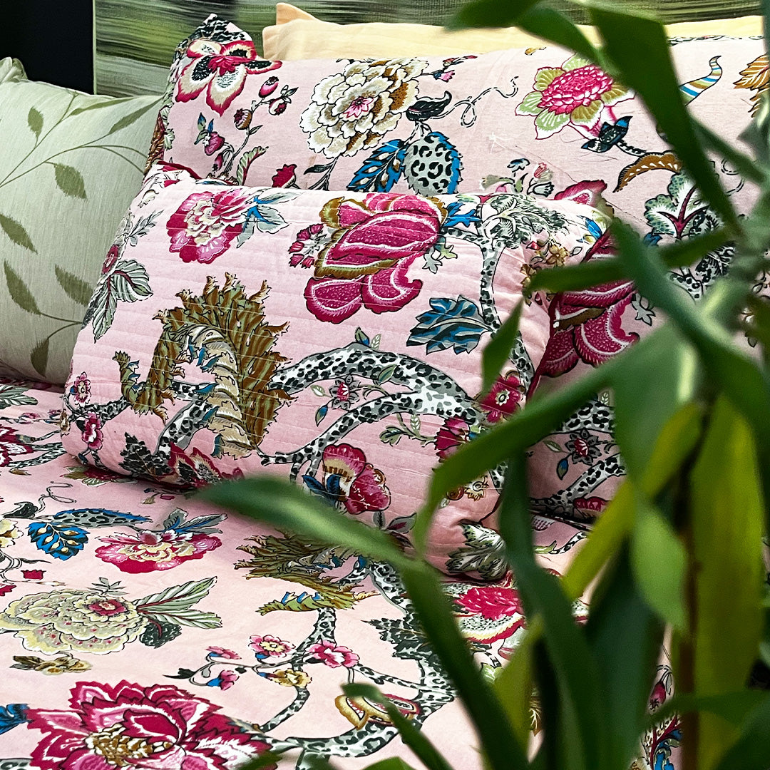 Pink Mystique All Over Printed King Sized Bedsheet set