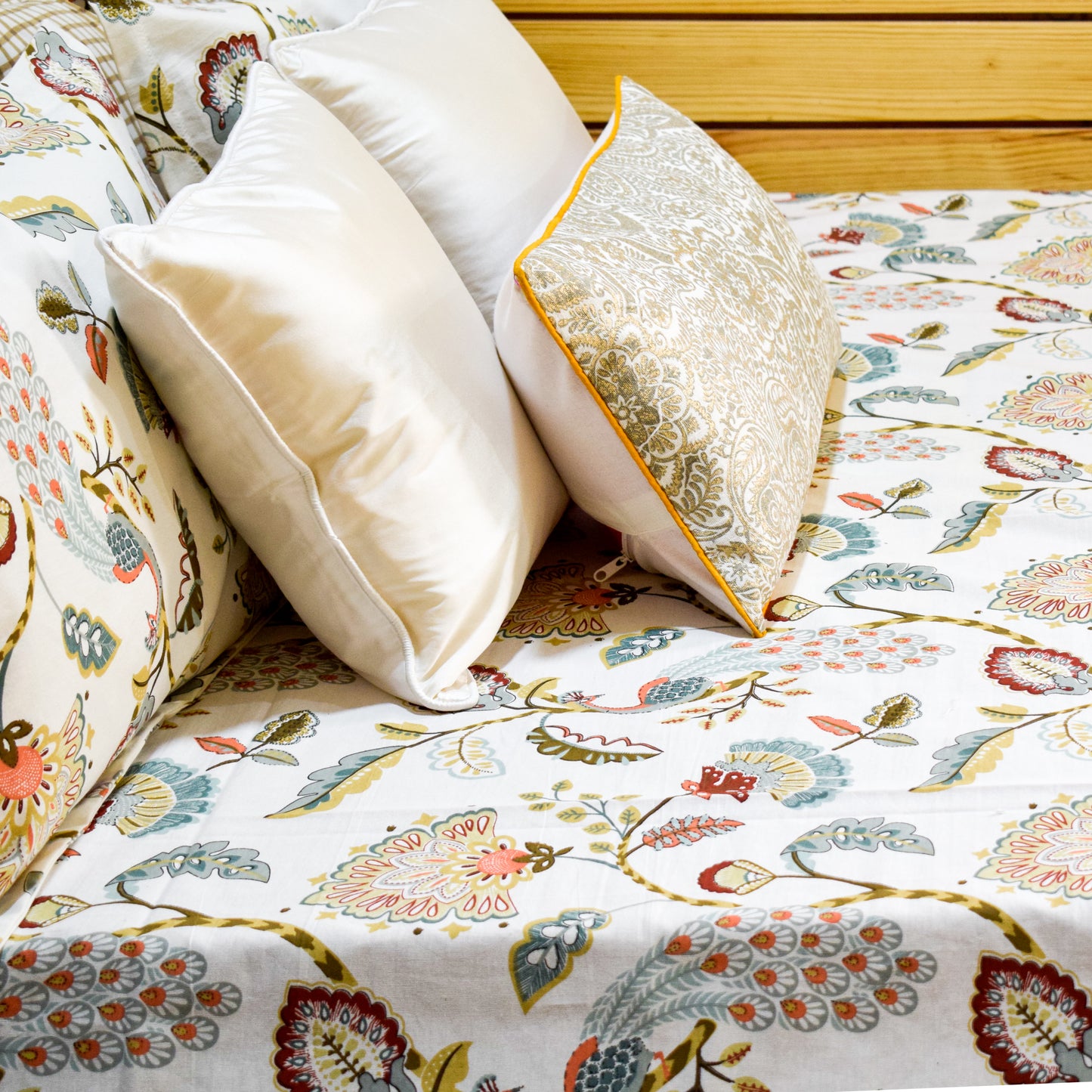 Pride of Peacock All over Printed King Sized Bedsheet