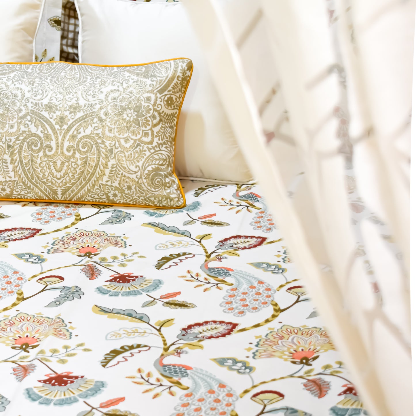 Pride of Peacock All over Printed King Sized Bedsheet