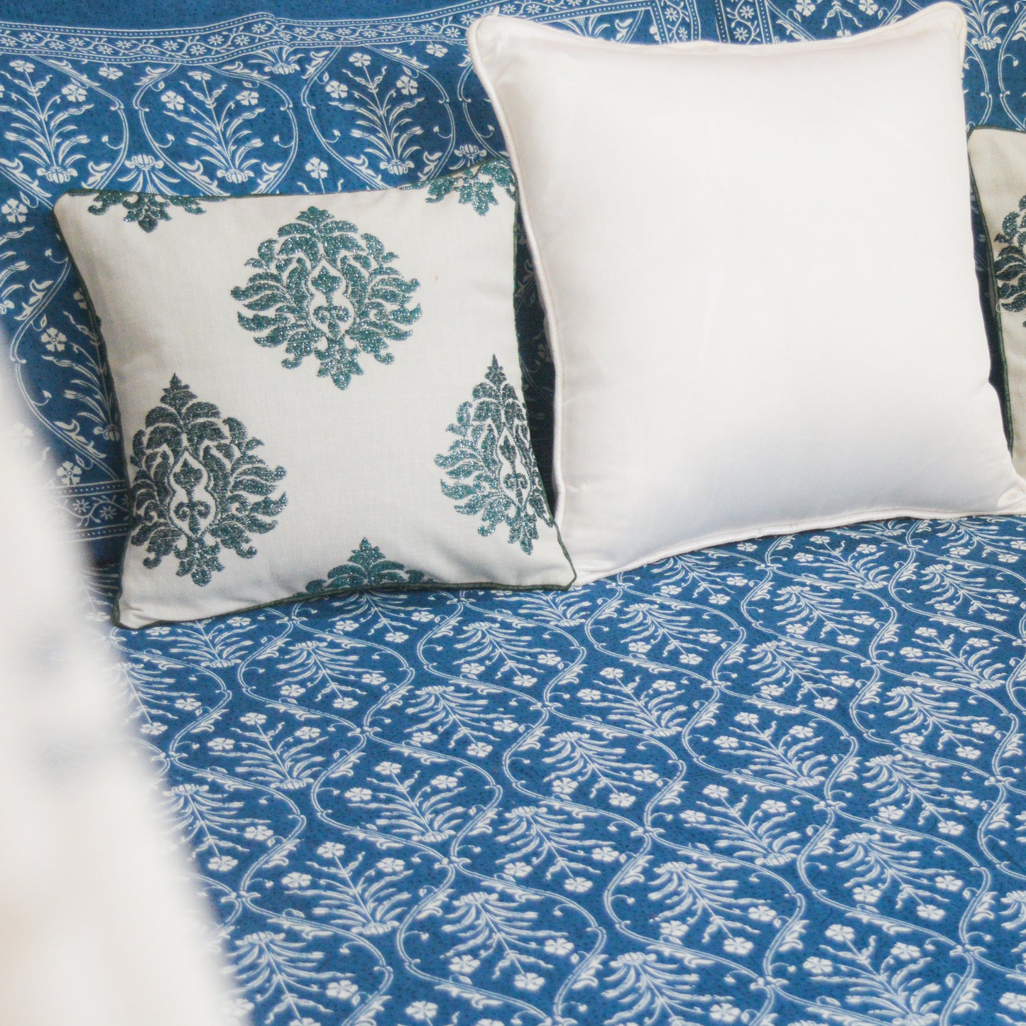 Indigo Imperial All over Printed King Sized Bedsheet