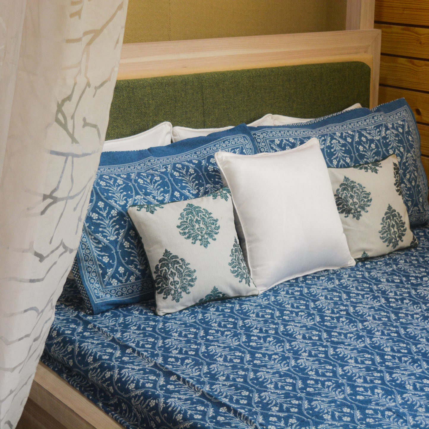 Indigo Imperial All over Printed King Sized Bedsheet