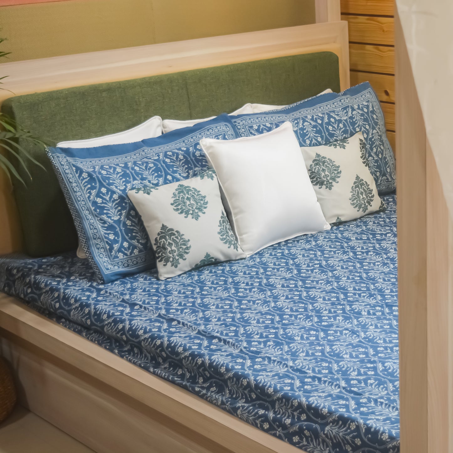 Indigo Imperial All over Printed King Sized Bedsheet