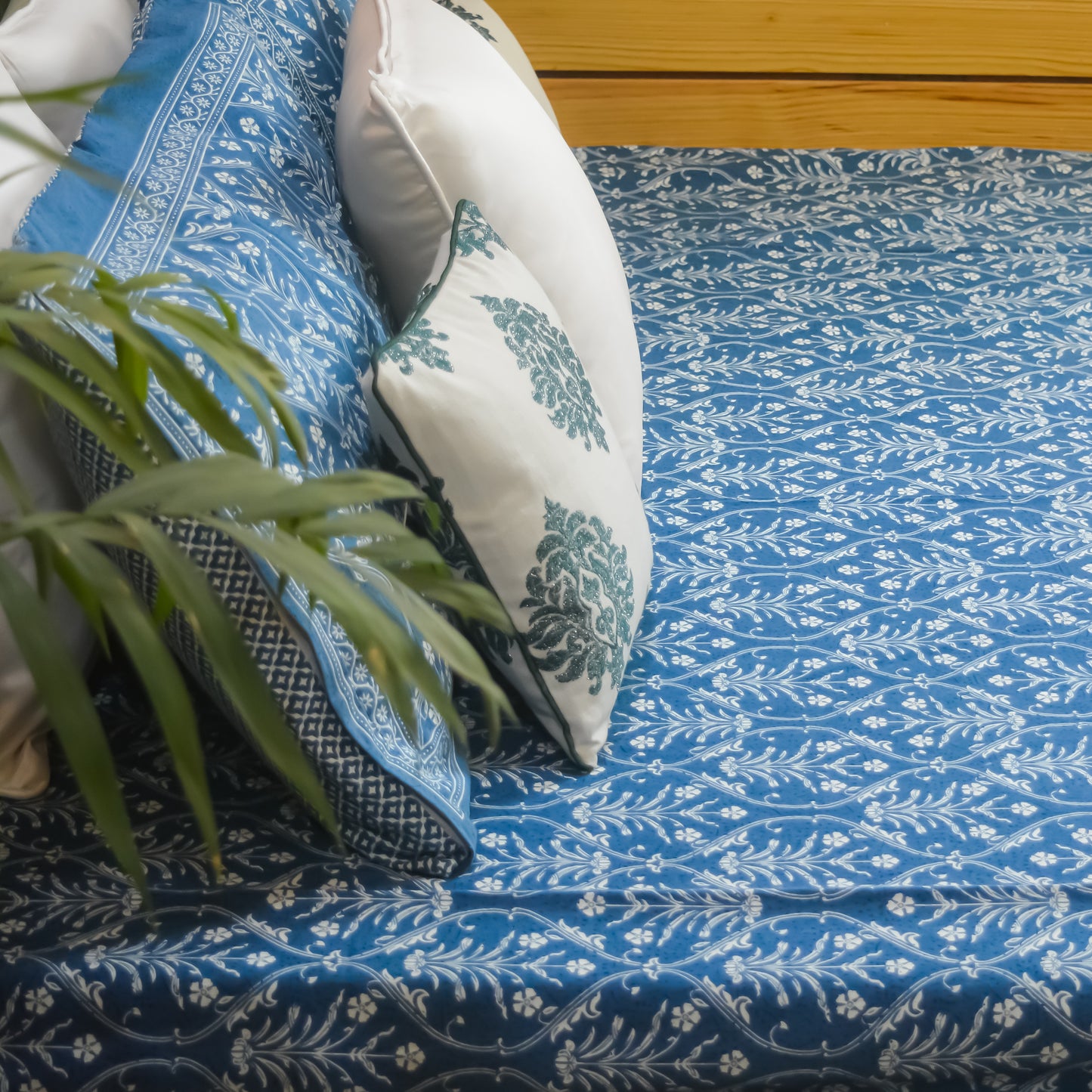 Indigo Imperial All over Printed King Sized Bedsheet