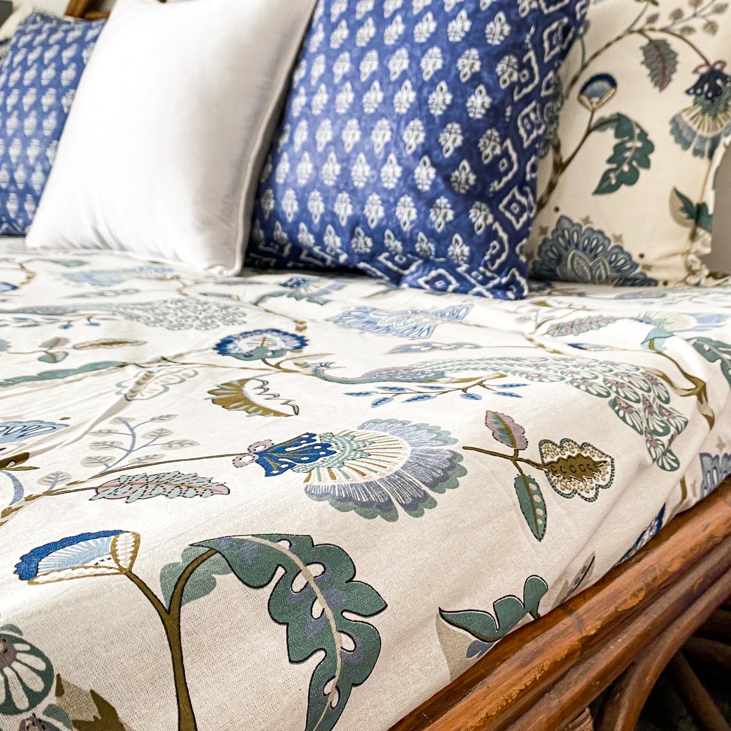 Indigo Mist All over Printed King Sized Bedsheet