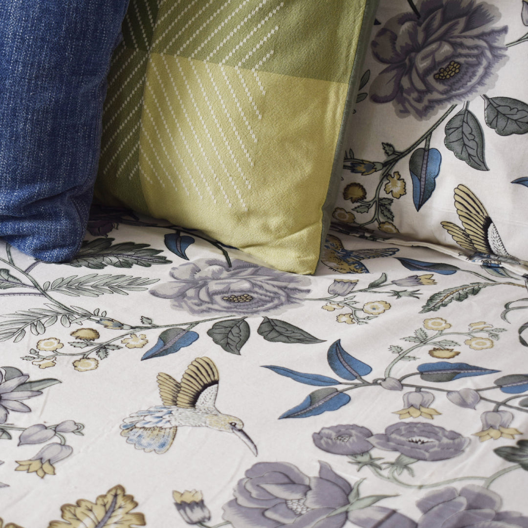 Birds of Paradise All over Printed King Sized Bedsheet Set