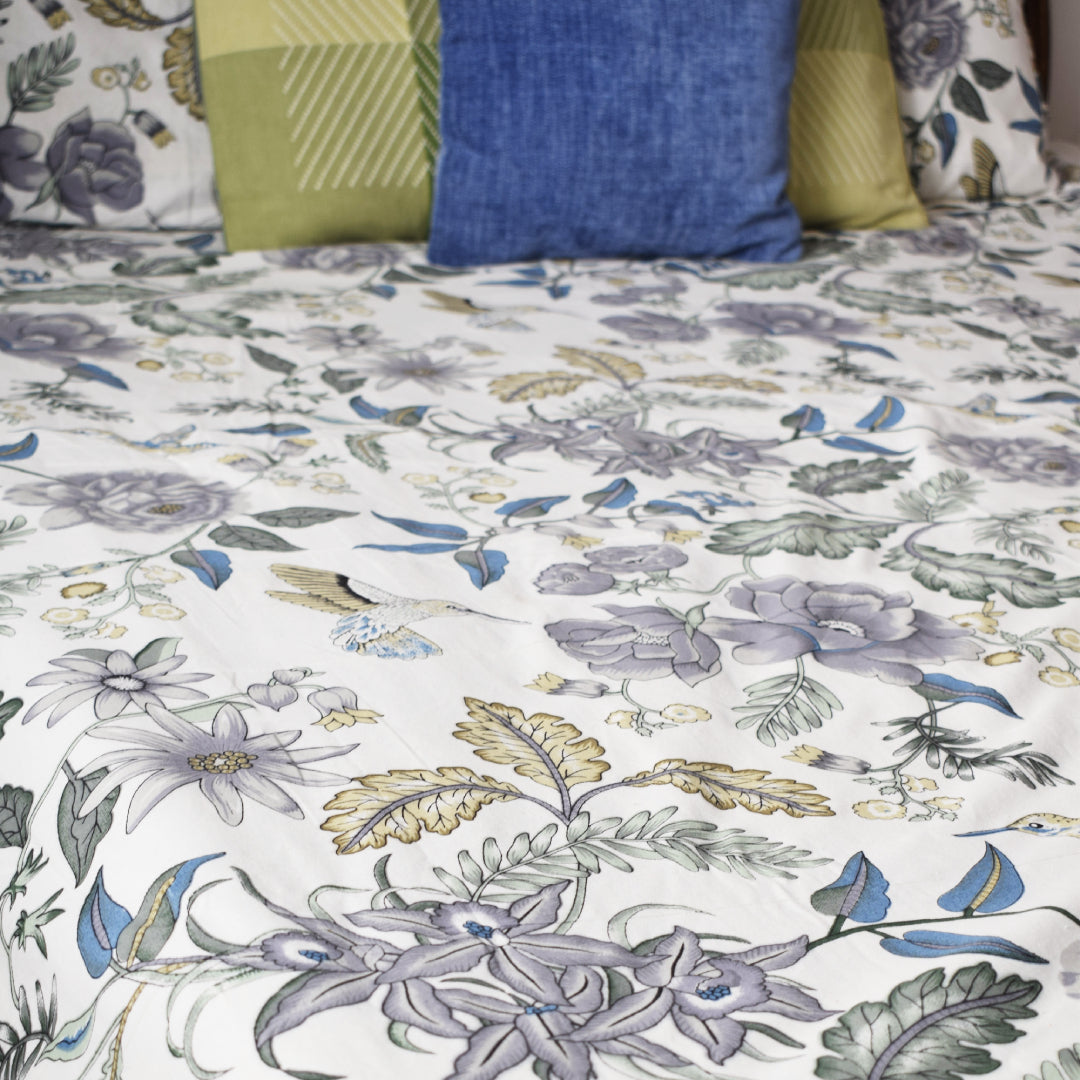 Birds of Paradise All over Printed King Sized Bedsheet Set