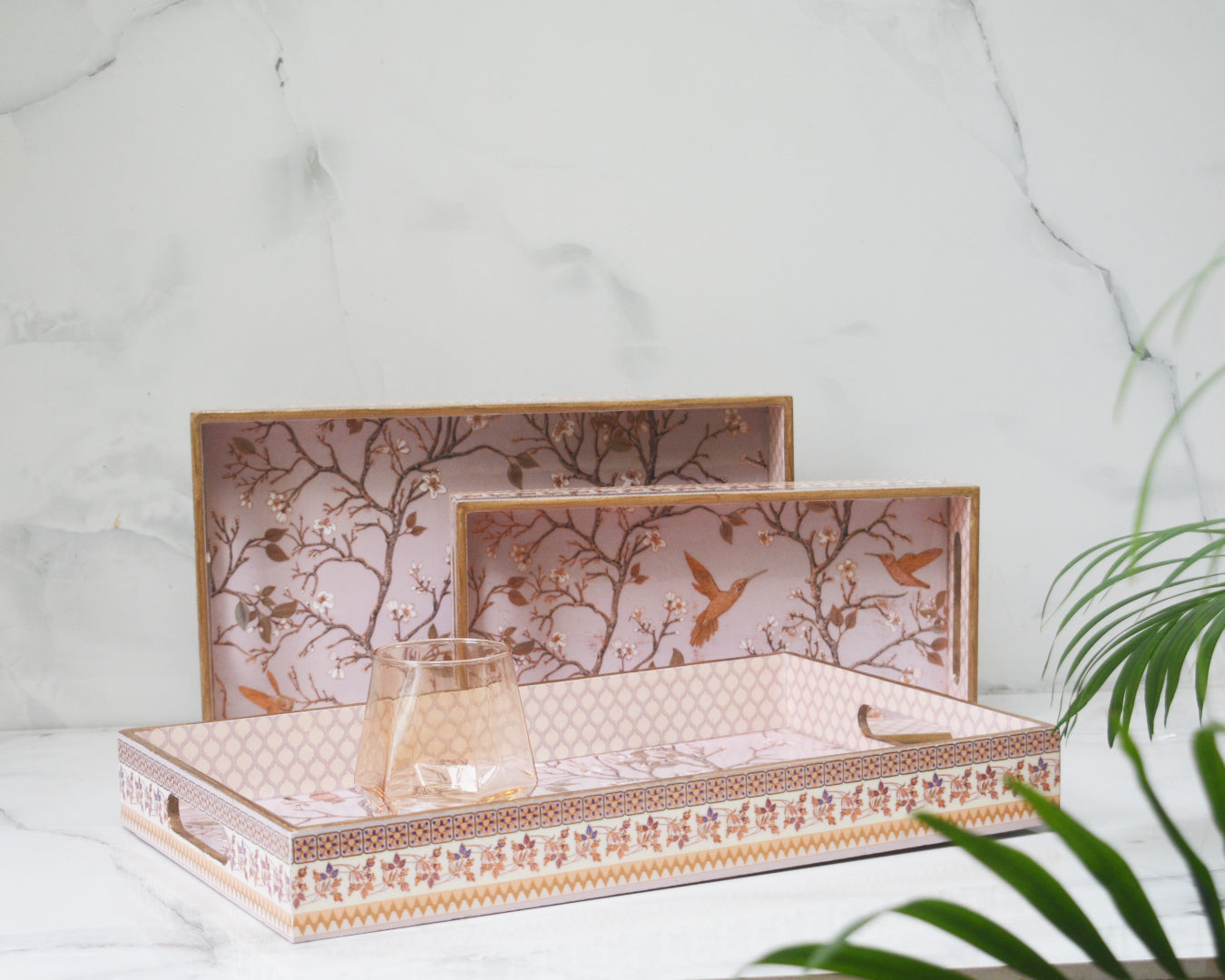 Singing with Hummingbirds Serving tray set (Set of 3)