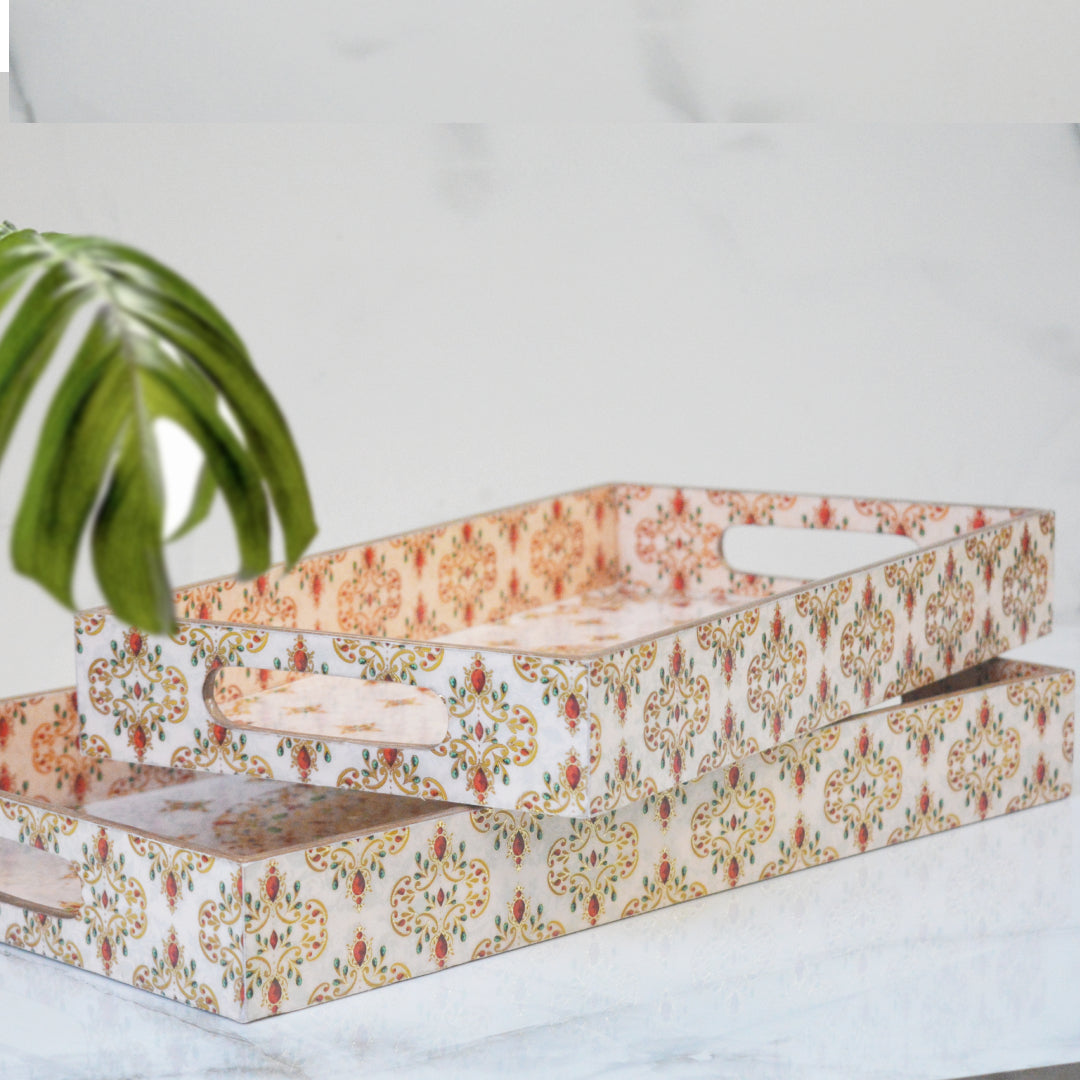 Jewel of India serving tray set (Set of 3)