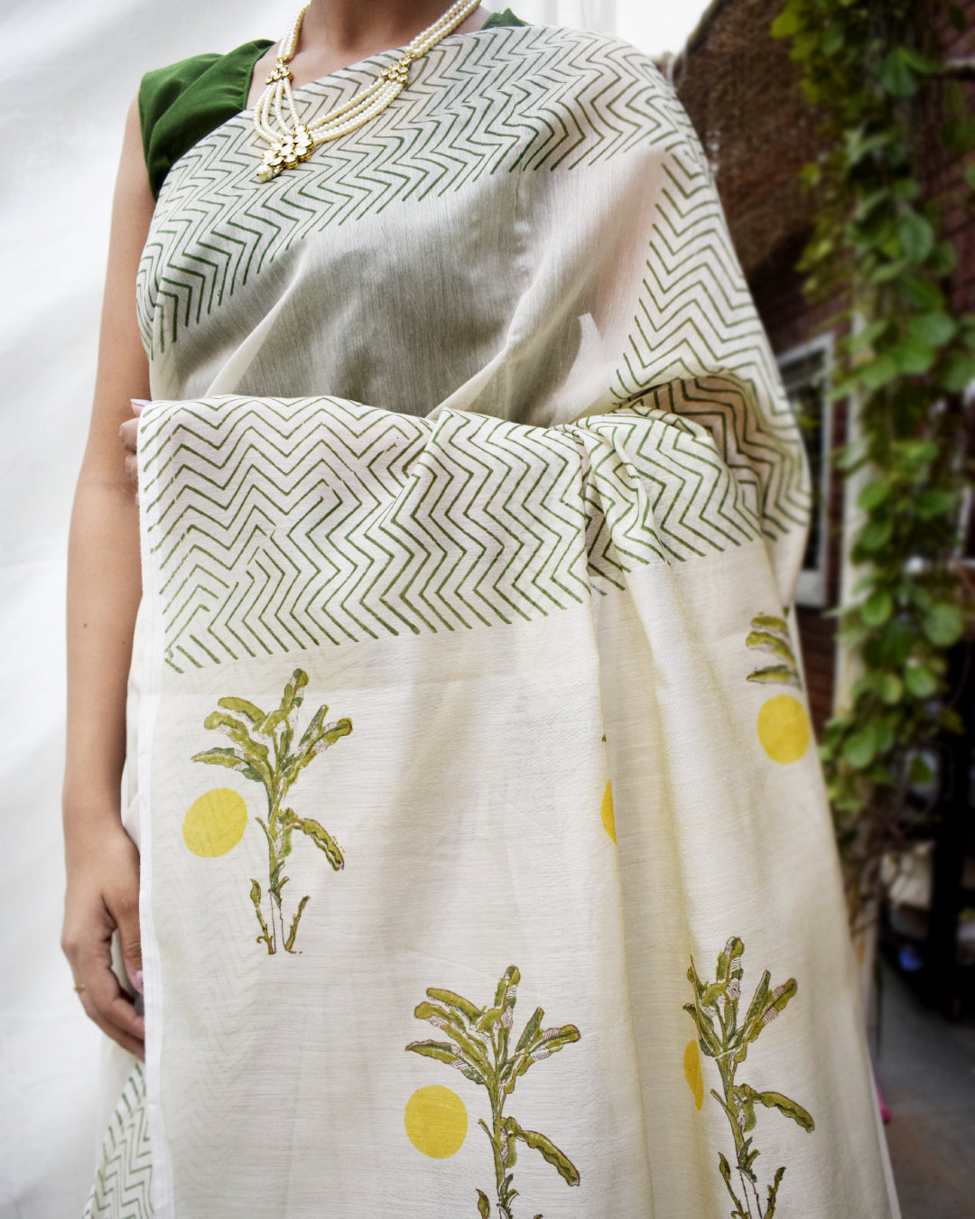 Sunshine Royale' Chanderi Semi-sheer Block printed Saree