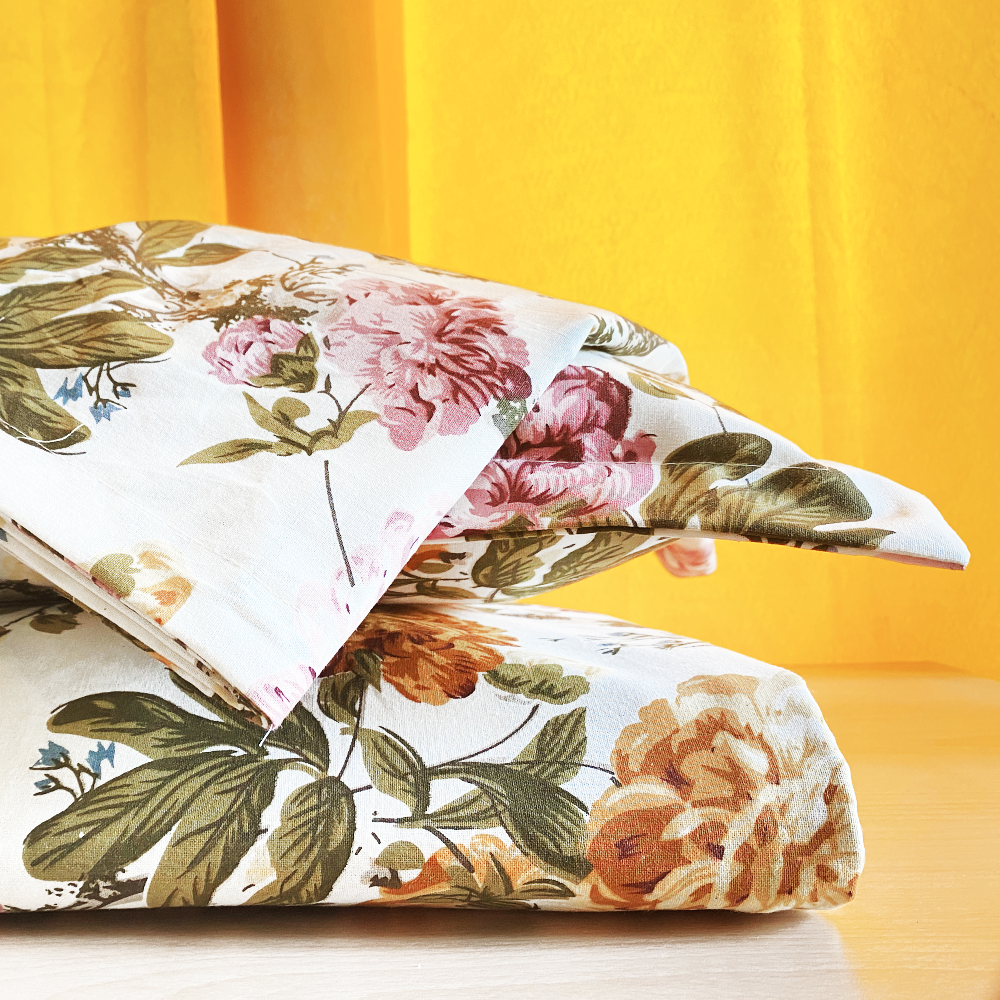 Floral bloom Bedsheet set- Sunny yellow