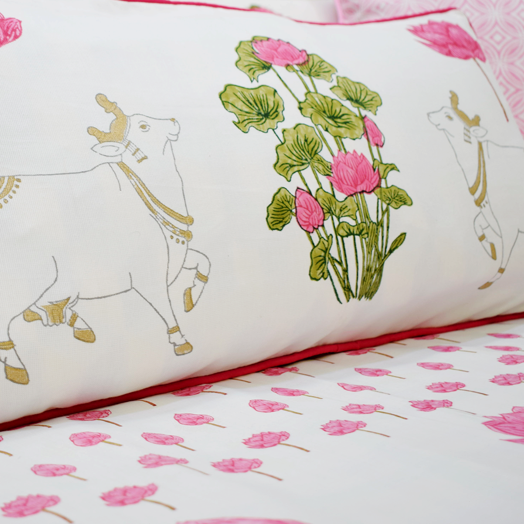 Kaviya Pichwai Lumbar Cushion Cover - 12" x 24"