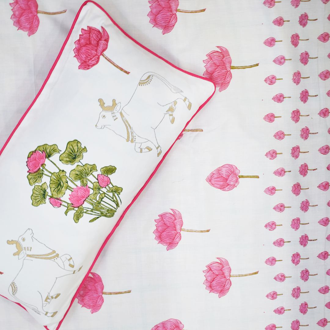 Kaviya Pichwai Lumbar Cushion Cover - 12" x 24"