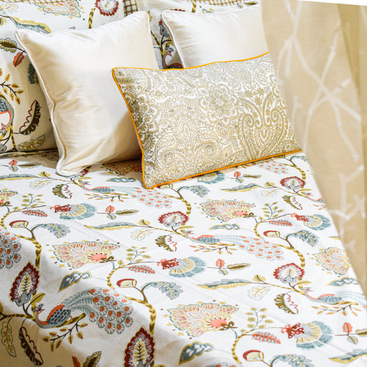 Pride of Peacock All over Printed King Sized Bedsheet
