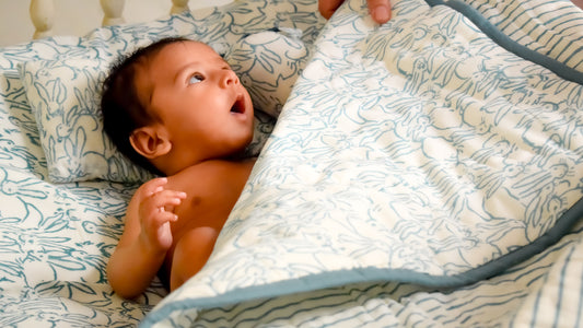 Hoppy Bunny Pure Cotton Reversible Baby Quilt and Crib Sheet Set