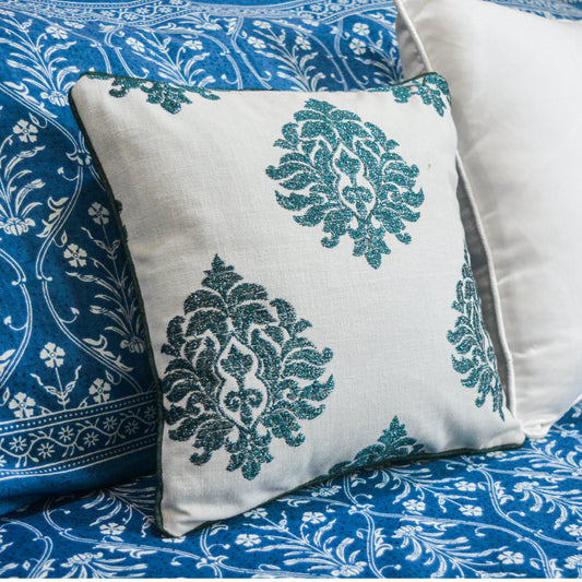 Imperial beauty All-Over Embroidered Cushion Cover 12" x 12"