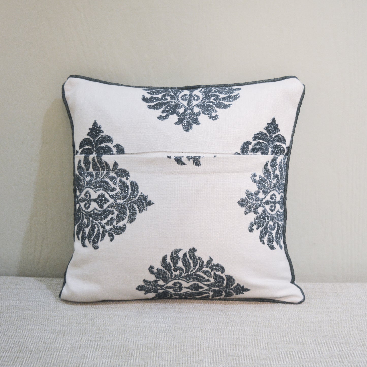 Imperial beauty All-Over Embroidered Cushion Cover 12" x 12"