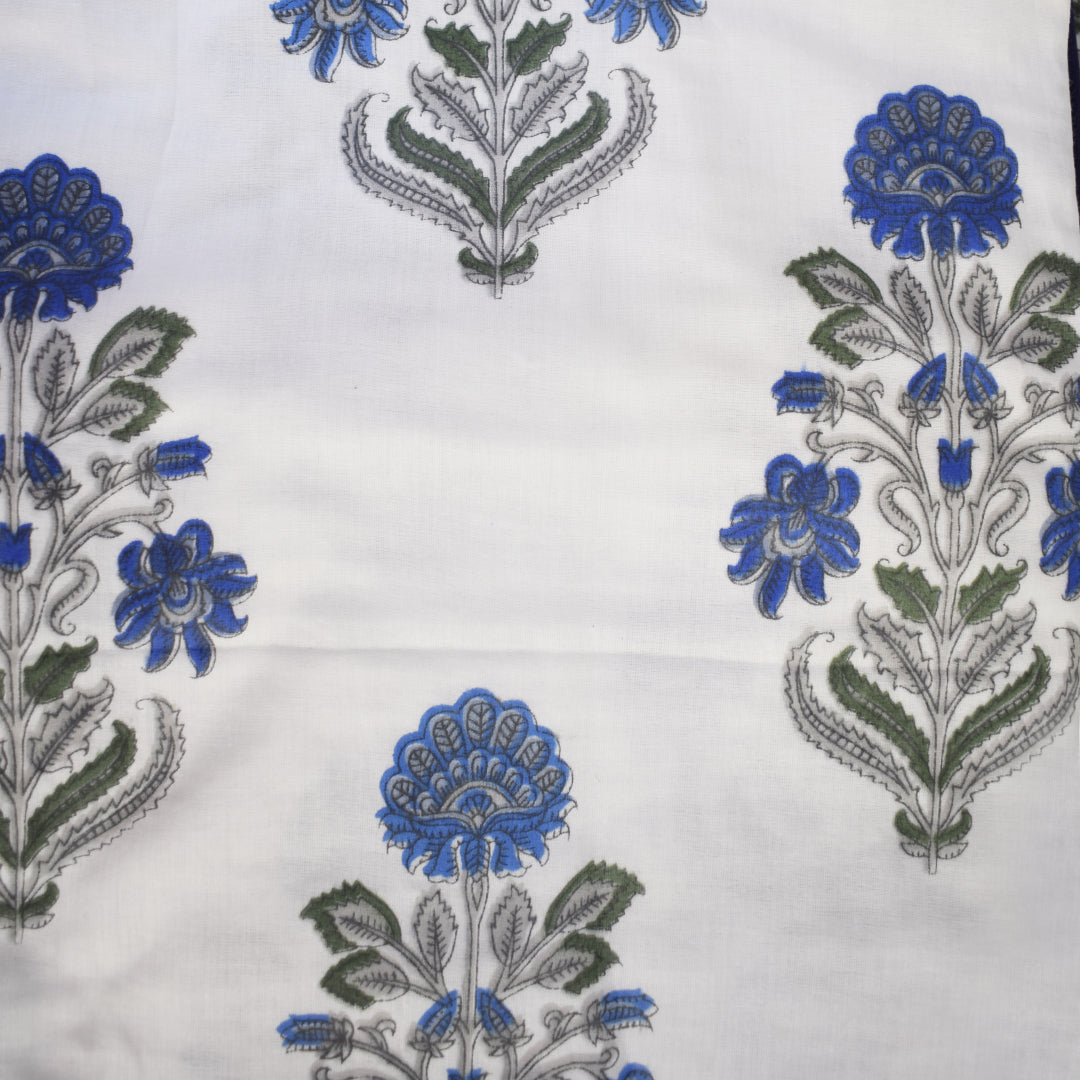 Indigo Nakkasshi All over Printed Cotton Reversible Dohar Set