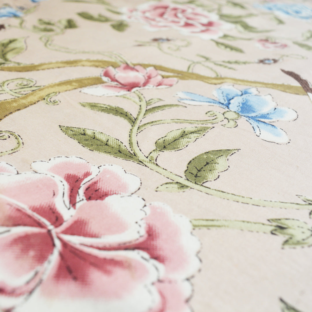 Roset Wildflower Garden All over Printed King Sized Bedsheet- Blush Pink