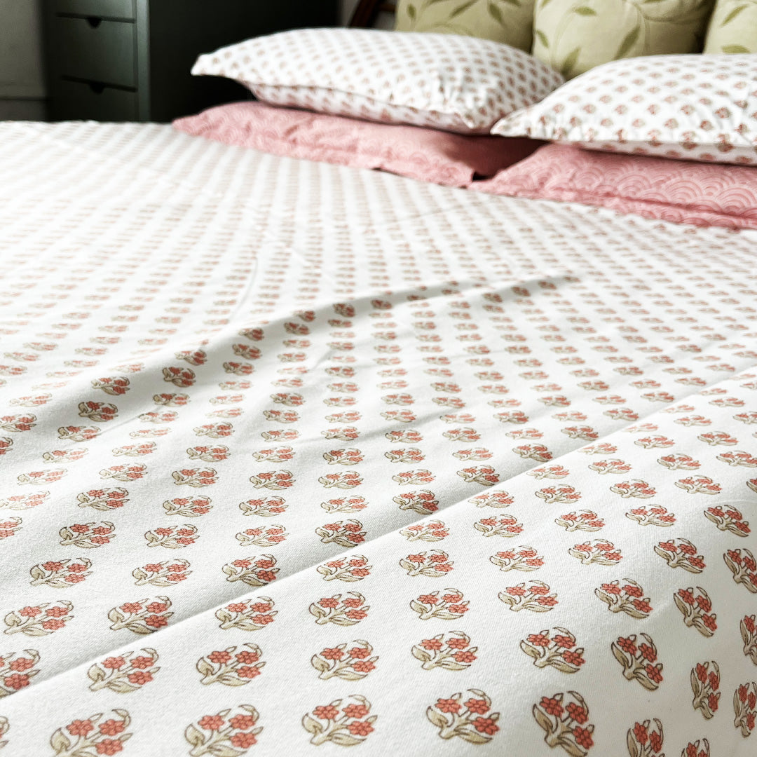 Summertide Ruby All over Printed King Sized Bedsheet Set