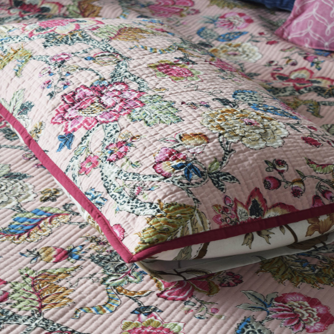 Pink Mystique All over Printed King Sized Quilted Bedcover Set
