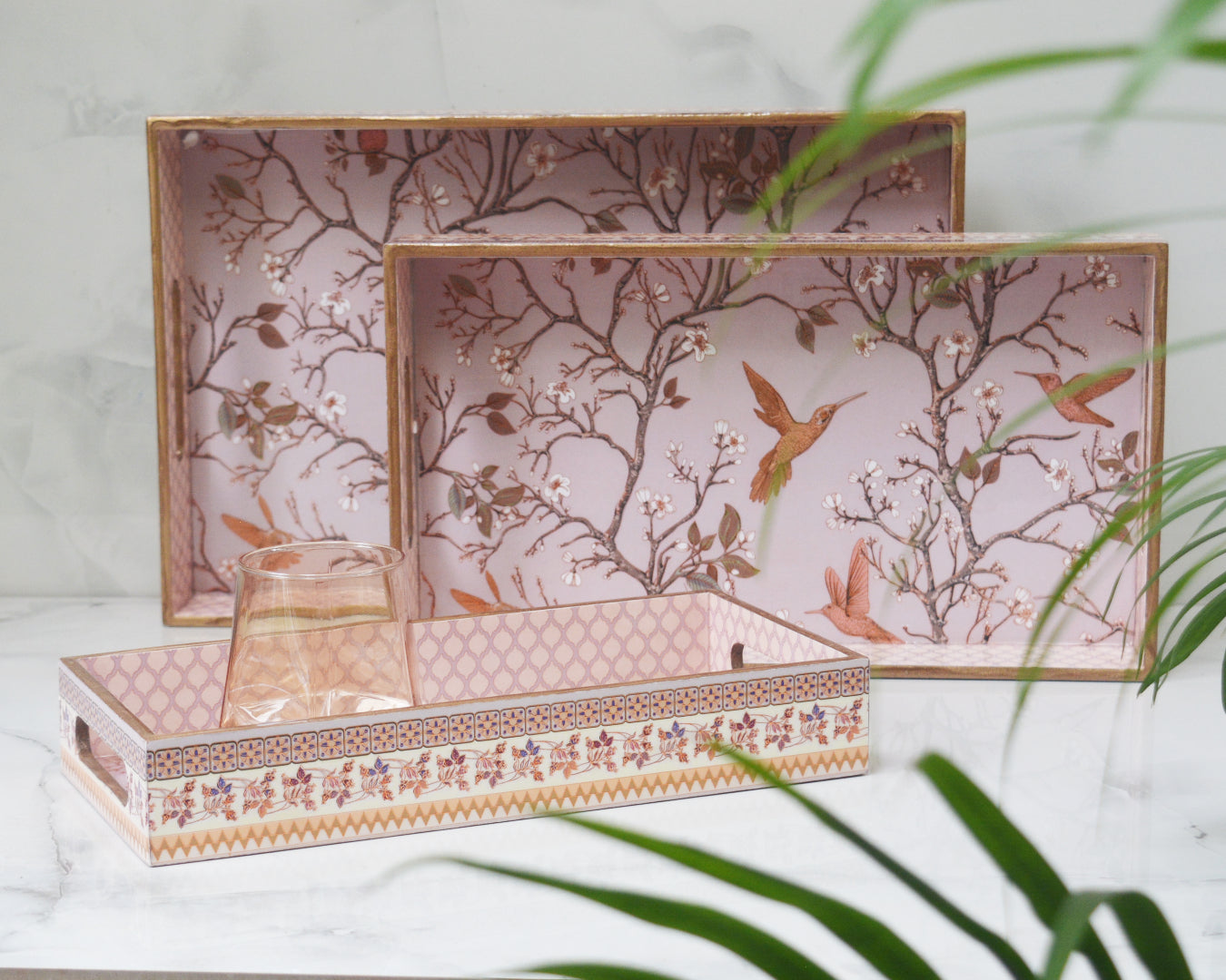 Singing with Hummingbirds Serving tray set (Set of 3)