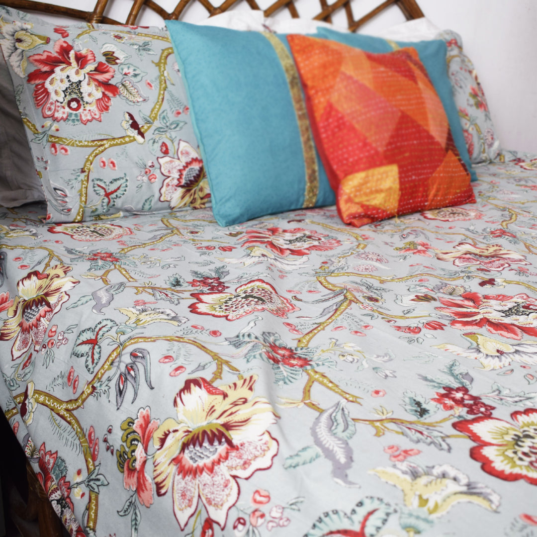 Mystic Garden All Over Printed King Sized Bedsheet Set