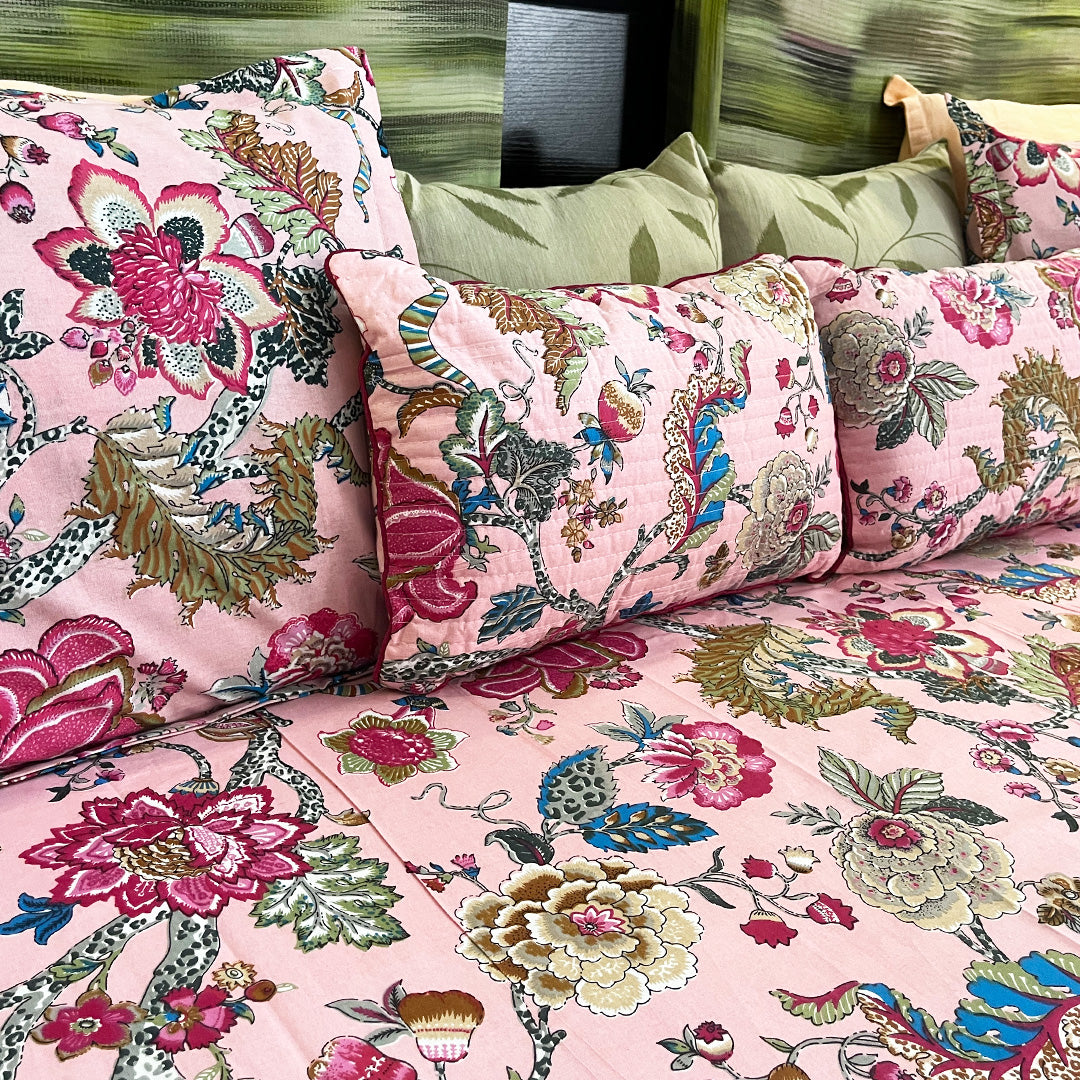 Pink Mystique All Over Printed King Sized Bedsheet set