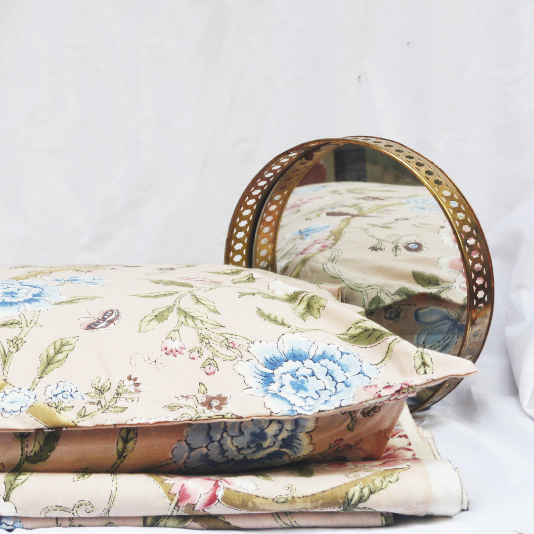 Roset Wildflower Garden All over Printed King Sized Bedsheet- Blush Pink