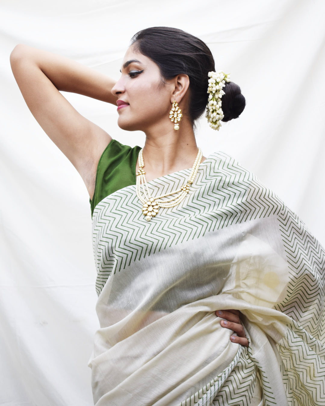 Sunshine Royale' Chanderi Semi-sheer Block printed Saree