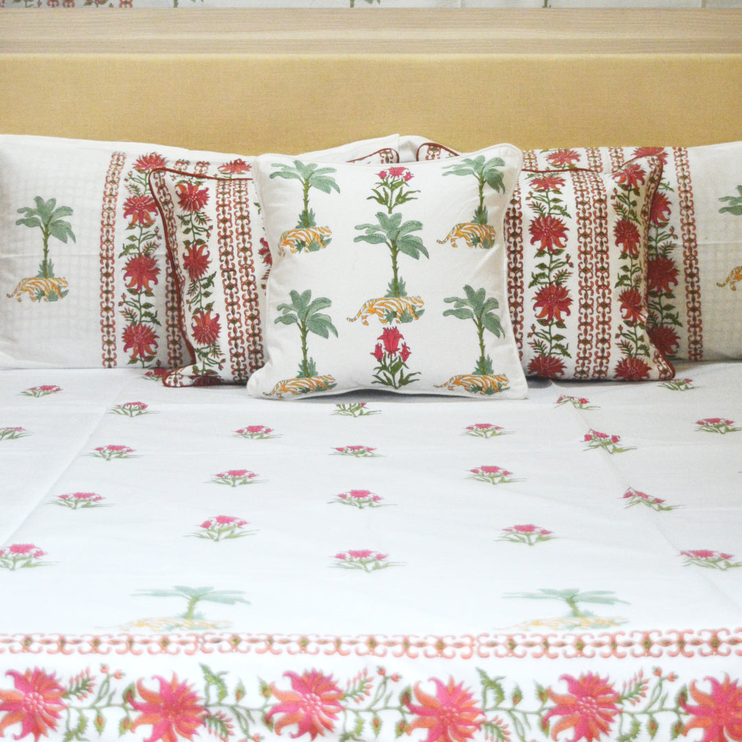 Valley of Tulips All over Printed King Sized Bedsheet