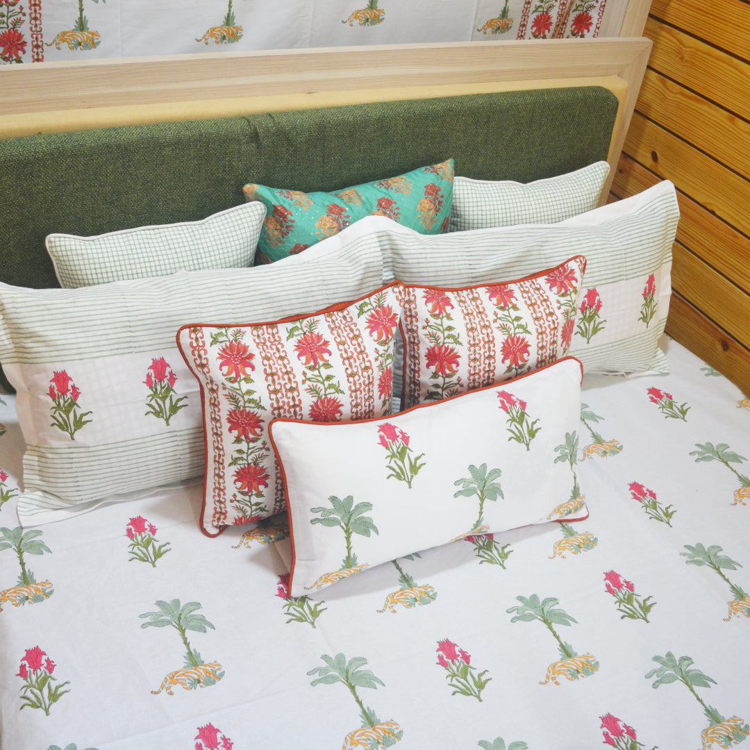 Year of the Tiger All over Printed King Sized Bedsheet