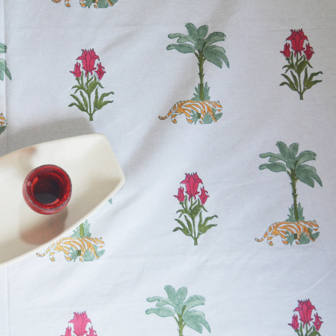 Year of the Tiger All over Printed King Sized Bedsheet