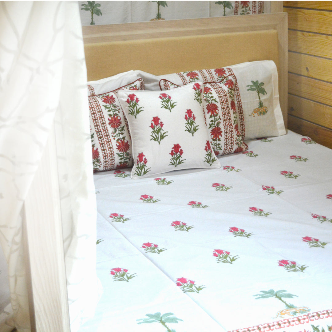 Valley of Tulips All over Printed King Sized Bedsheet