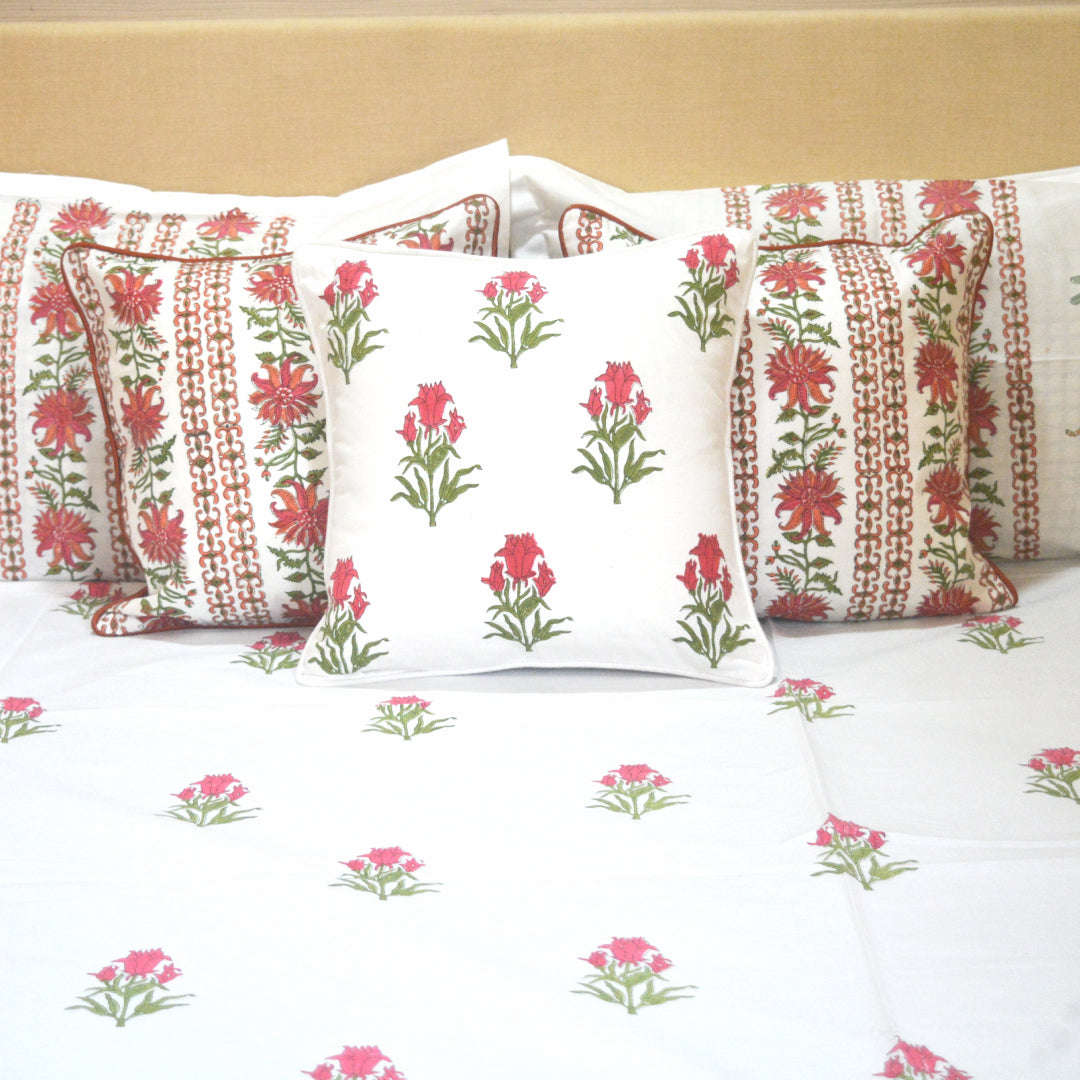 Valley of Tulips All over Printed King Sized Bedsheet